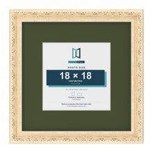 Louis Cream 30 x 30 cm picture frame with a green mount for an 18 x 18 cm photo