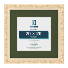 Louis Cream 30 x 30 cm picture frame with a green mount for a 20 x 20 cm photo