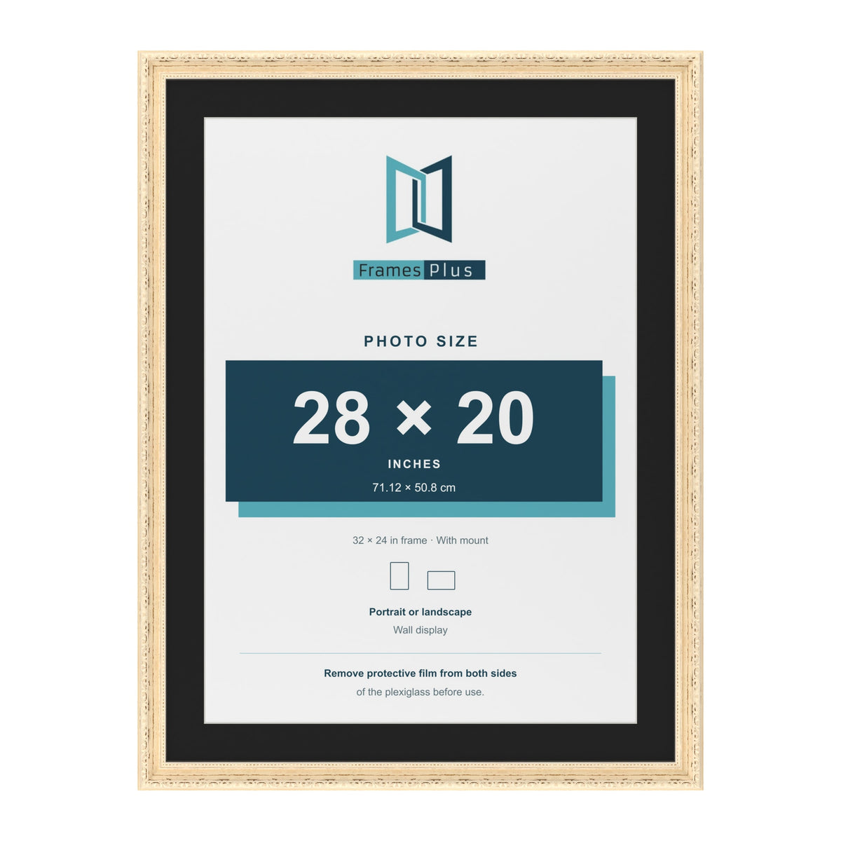 Louis Cream 32 x 24 inch picture frame with a black mount for a 28 x 20 inch photo