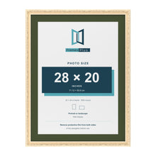 Louis Cream 32 x 24 inch picture frame with a green mount for a 28 x 20 inch photo
