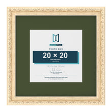 Louis Cream 32 x 32 cm picture frame with a green mount for a 20 x 20 cm photo