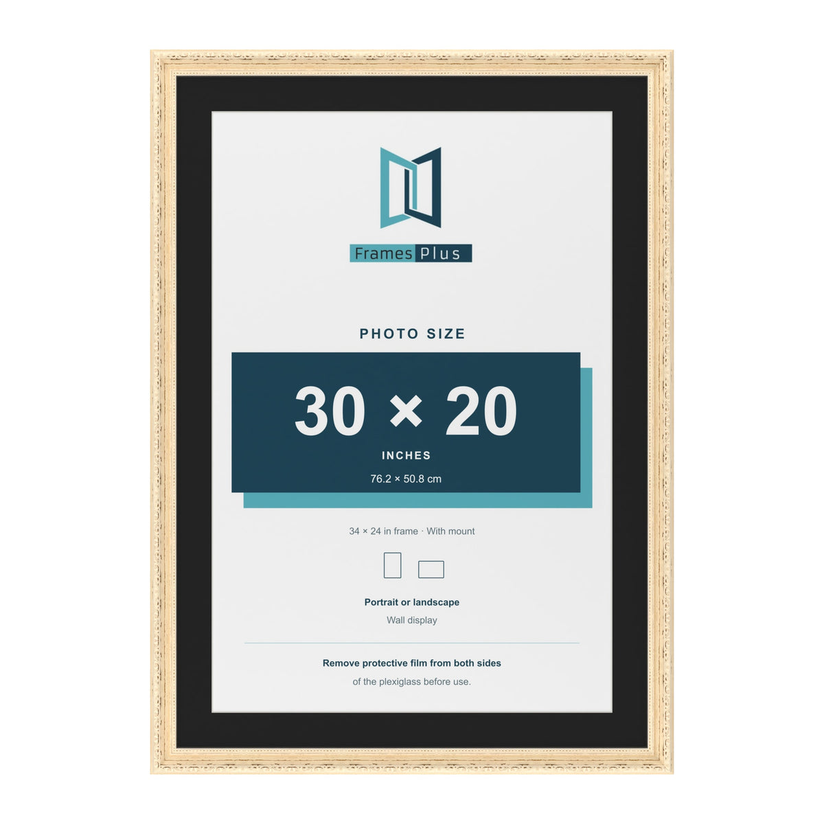 Louis Cream 34 x 24 inch picture frame with a black mount for a 30 x 20 inch photo