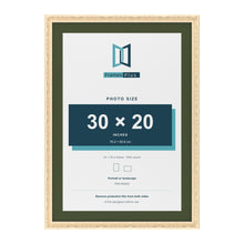Louis Cream 34 x 24 inch picture frame with a green mount for a 30 x 20 inch photo