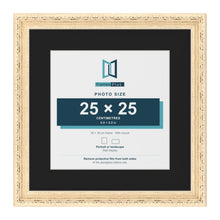 Louis Cream 35 x 35 cm picture frame with a black mount for a 25 x 25 cm photo