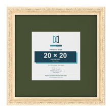 Louis Cream 35 x 35 cm picture frame with a green mount for a 20 x 20 cm photo