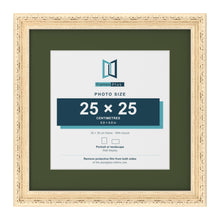 Louis Cream 35 x 35 cm picture frame with a green mount for a 25 x 25 cm photo