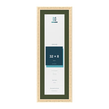 Louis Cream 36 x 12 inch picture frame with a green mount for a 32 x 8 inch photo