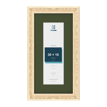 Louis Cream 40 x 20 cm picture frame with a green mount for a 30 x 10 cm photo