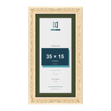 Louis Cream 40 x 20 cm picture frame with a green mount for a 35 x 15 cm photo