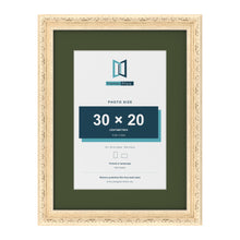 Louis Cream 40 x 30 cm picture frame with a green mount for a 30 x 20 cm photo