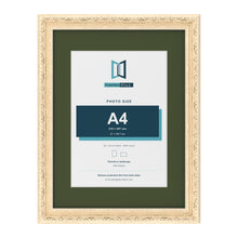 Louis Cream 40 x 30 cm picture frame with a green mount for an A4 photo
