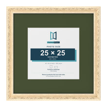 Louis Cream 40 x 40 cm picture frame with a green mount for a 25 x 25 cm photo