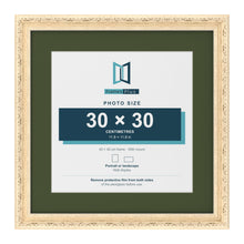 Louis Cream 40 x 40 cm picture frame with a green mount for a 30 x 30 cm photo