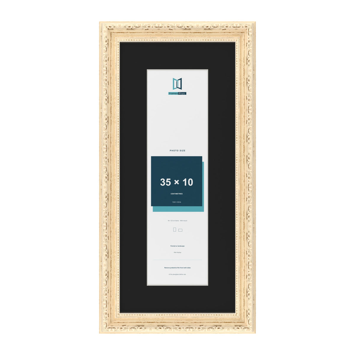 Louis Cream 45 x 20 cm picture frame with a black mount for a 35 x 10 cm photo