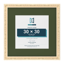 Louis Cream 45 x 45 cm picture frame with a green mount for a 30 x 30 cm photo
