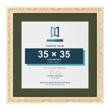 Louis Cream 45 x 45 cm picture frame with a green mount for a 35 x 35 cm photo