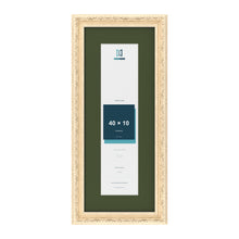 Louis Cream 50 x 20 cm picture frame with a green mount for a 40 x 10 cm photo