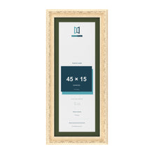 Louis Cream 50 x 20 cm picture frame with a green mount for a 45 x 15 cm photo