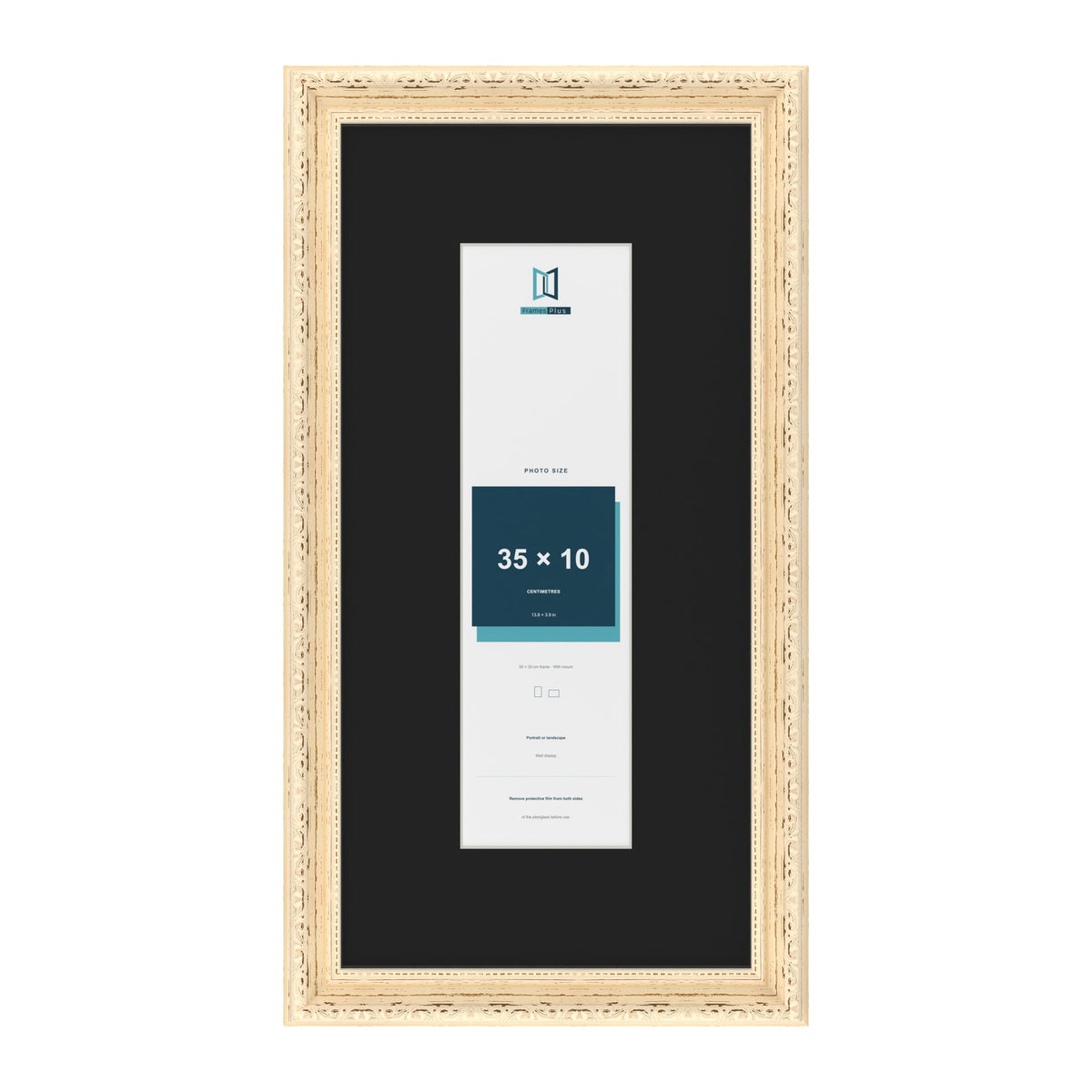 Louis Cream 50 x 25 cm picture frame with a black mount for a 35 x 10 cm photo