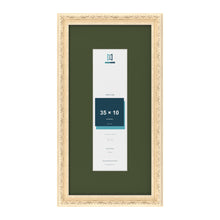 Louis Cream 50 x 25 cm picture frame with a green mount for a 35 x 10 cm photo
