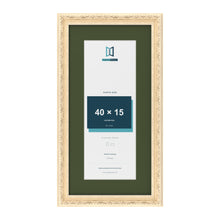 Louis Cream 50 x 25 cm picture frame with a green mount for a 40 x 15 cm photo