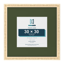 Louis Cream 50 x 50 cm picture frame with a green mount for a 30 x 30 cm photo
