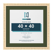 Louis Cream 50 x 50 cm picture frame with a green mount for a 40 x 40 cm photo