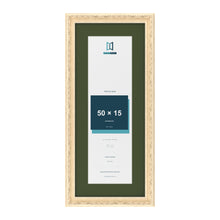 Louis Cream 60 x 25 cm picture frame with a green mount for a 50 x 15 cm photo