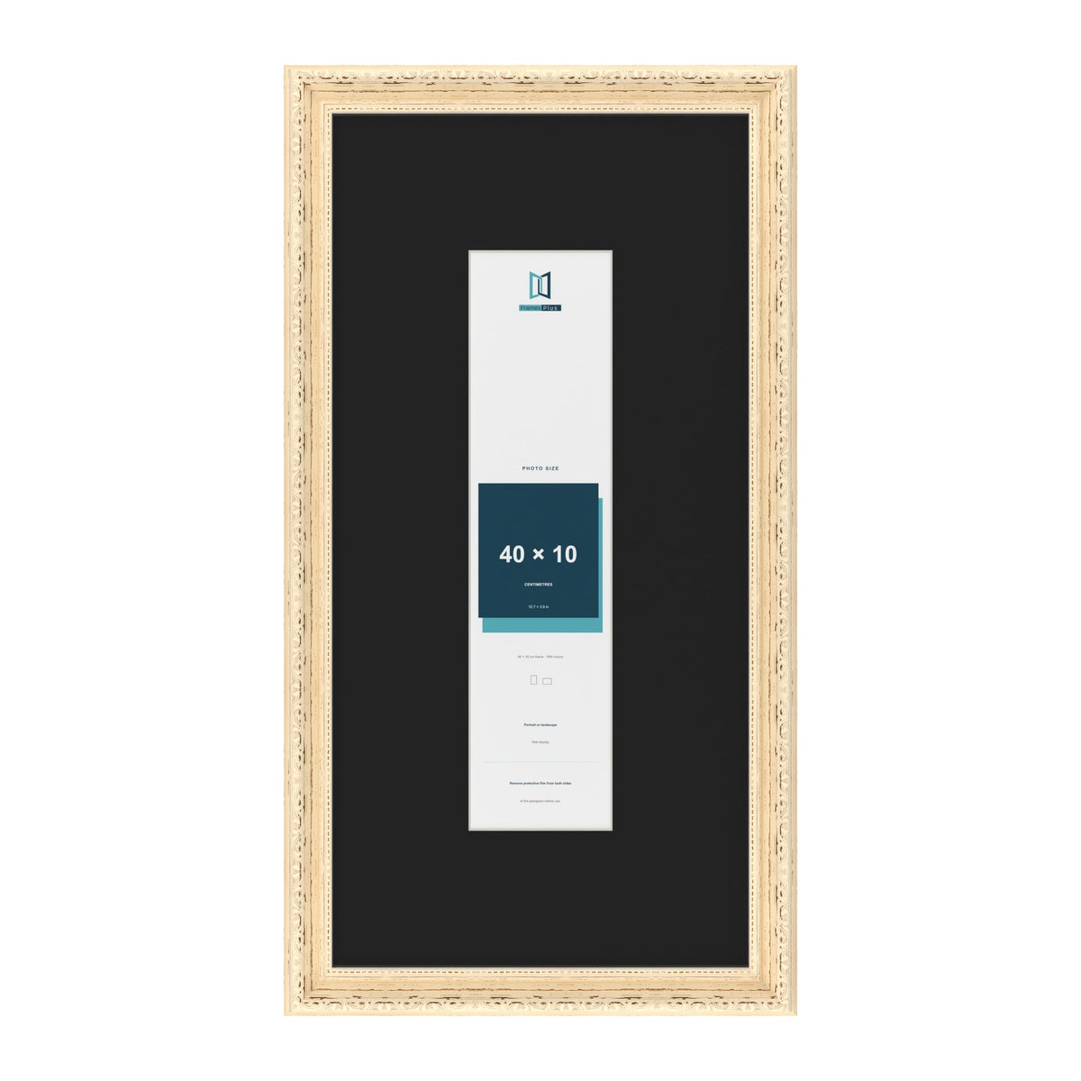 Louis Cream 60 x 30 cm picture frame with a black mount for a 40 x 10 cm photo