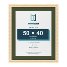 Louis Cream 60 x 50 cm picture frame with a green mount for a 50 x 40 cm photo