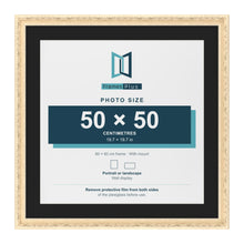 Louis Cream 60 x 60 cm picture frame with a black mount for a 50 x 50 cm photo