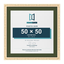 Louis Cream 60 x 60 cm picture frame with a green mount for a 50 x 50 cm photo