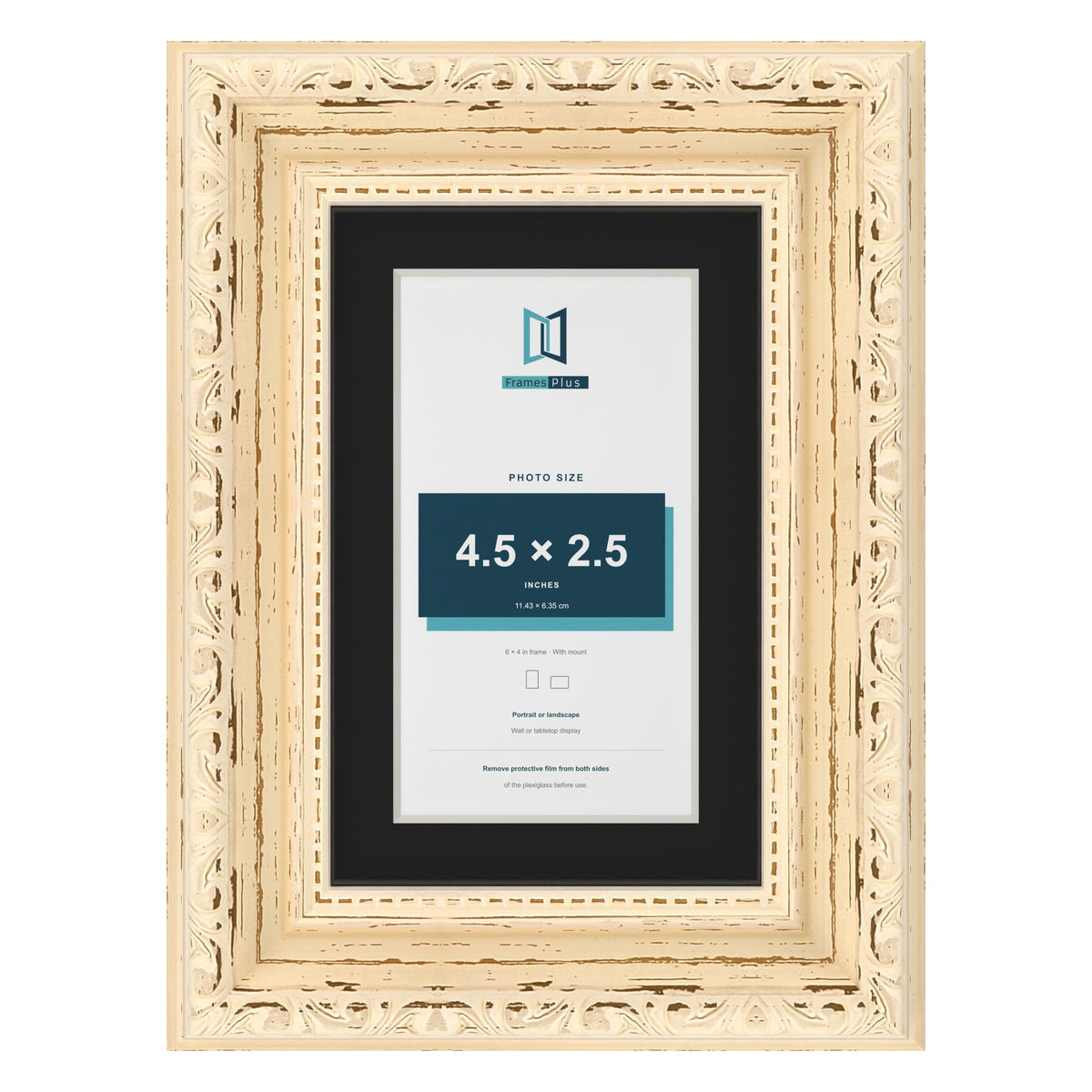 Louis Cream 6 x 4 inch picture frame with a black mount for a 4.5 x 2.5 inch photo