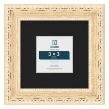 Louis Cream 6 x 6 inch picture frame with a black mount for a 3 x 3 inch photo