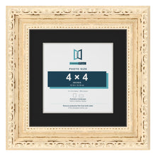 Louis Cream 6 x 6 inch picture frame with a black mount for a 4 x 4 inch photo