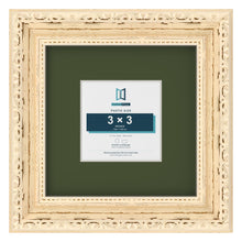 Louis Cream 6 x 6 inch picture frame with a green mount for a 3 x 3 inch photo