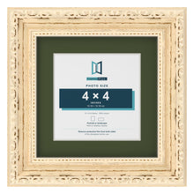 Louis Cream 6 x 6 inch picture frame with a green mount for a 4 x 4 inch photo