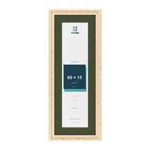 Louis Cream 70 x 25 cm picture frame with a green mount for a 60 x 15 cm photo