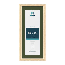 Louis Cream 70 x 30 cm picture frame with a green mount for a 60 x 20 cm photo