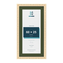 Louis Cream 70 x 35 cm picture frame with a green mount for a 60 x 25 cm photo