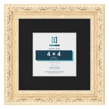 Louis Cream 7 x 7 inch picture frame with a black mount for a 4 x 4 inch photo