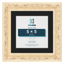 Louis Cream 7 x 7 inch picture frame with a black mount for a 5 x 5 inch photo