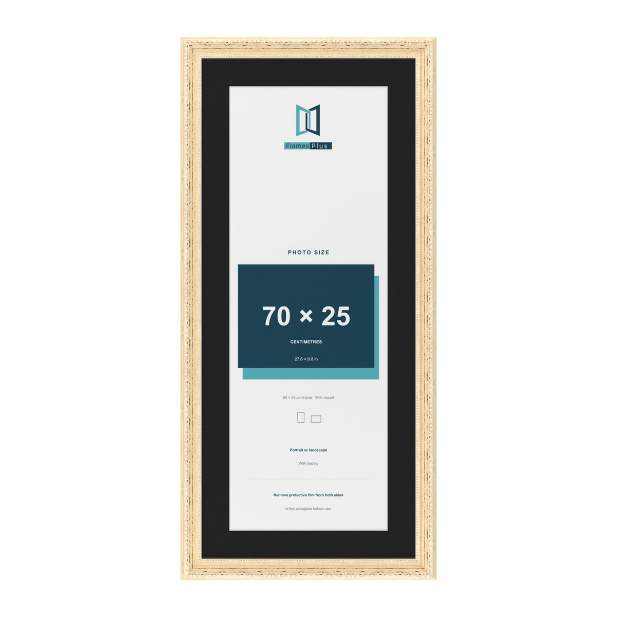 Louis Cream 80 x 35 cm picture frame with a black mount for a 70 x 25 cm photo