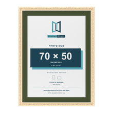 Louis Cream 80 x 60 cm picture frame with a green mount for a 70 x 50 cm photo
