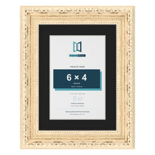 Louis Cream 8 x 6 inch picture frame with a black mount for a 6 x 4 inch photo