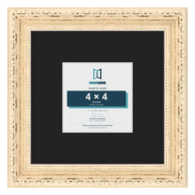 Louis Cream 8 x 8 inch picture frame with a black mount for a 4 x 4 inch photo
