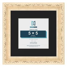 Louis Cream 8 x 8 inch picture frame with a black mount for a 5 x 5 inch photo