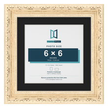 Louis Cream 8 x 8 inch picture frame with a black mount for a 6 x 6 inch photo