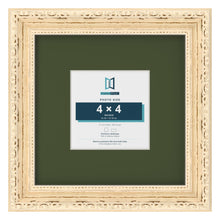 Louis Cream 8 x 8 inch picture frame with a green mount for a 4 x 4 inch photo