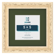 Louis Cream 8 x 8 inch picture frame with a green mount for a 5 x 5 inch photo